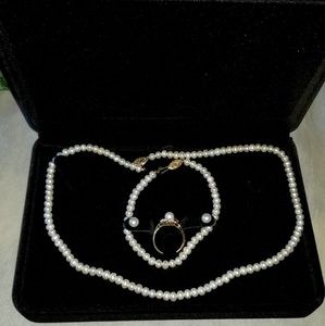 Diamond gold pearl Jewelry Set (all stamped )